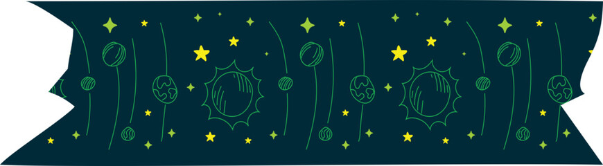 Planet green washi tape on transparent background.
