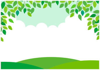 緑の葉っぱ美しい新緑フレーム背景12緑色