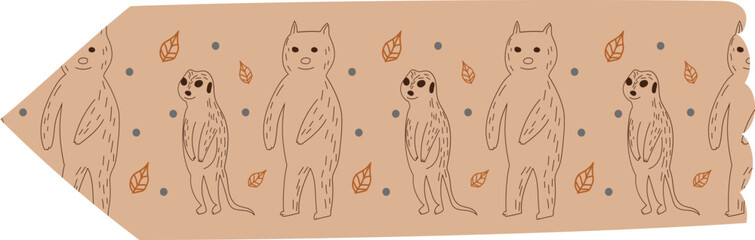 Meerkat washi tape on transparent background.
