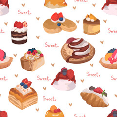 Sweets seamless pattern background.
