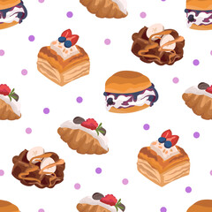 Dessert seamless pattern background.
