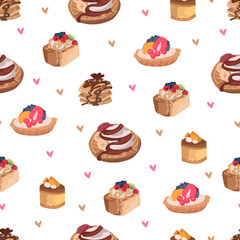 Dessert seamless pattern background.
