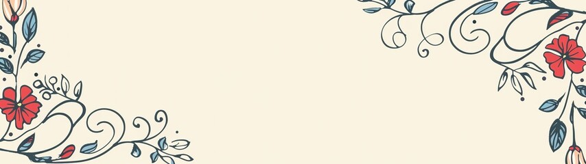 cute flower blossom springtime refreshing cartoonish minimal banner print design, with blank empty space for mock up message background