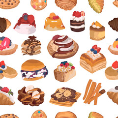 Dessert seamless pattern background.
