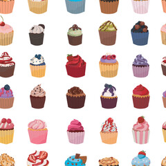 Cupcakes seamless pattern background.
