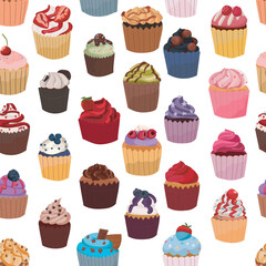 Cupcakes seamless pattern background.
