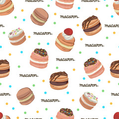 Macarons seamless pattern background.
