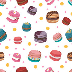 Macarons seamless pattern background.
