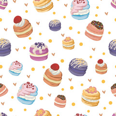 Macarons seamless pattern background.
