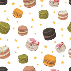 Macarons seamless pattern background.
