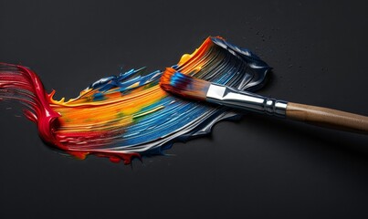 A paintbrush painting a colorful stroke, illustrating the power of art