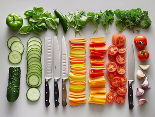 chef cuts vegetables in the kitchen for cooking. Healthy food.