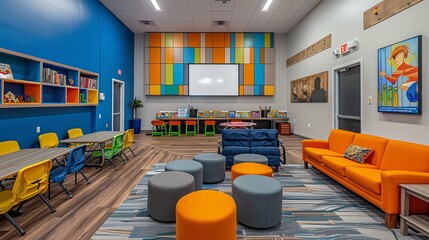 Vibrant Christian youth center with engaging activities and scripture lessons
