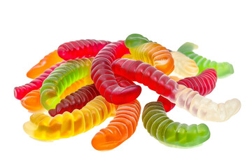 Gummy worm candies isolated on white background


