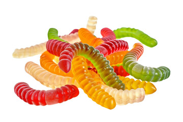 Gummy worm candies isolated on white background


