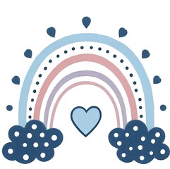 Watercolor blue rainbow drawing 