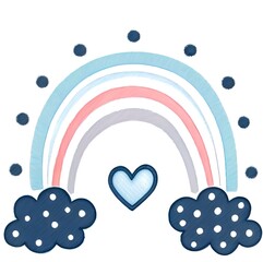 Rainbow drawing hearts blue dots