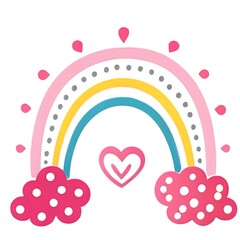 Pink rainbow with hearts