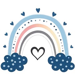 Blue rainbow with hearts