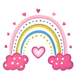 Rainbow pink with hearts