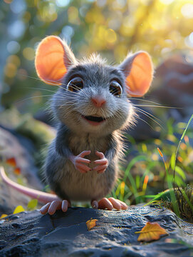 mouse, 3D illustration, digital art, cute, cartoon, playful, small, rodent, animal, adorable, children's illustration, children's book, fantasy, magical, magical creature, magic, whimsical, fairy tale