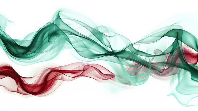 Soft mint green and smokey dark red waves, creating a festive holiday theme on a solid white background.