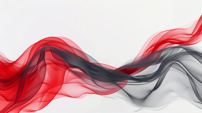 Vibrant matte red and deep smokey gray waves, providing a striking visual contrast on a solid white background.