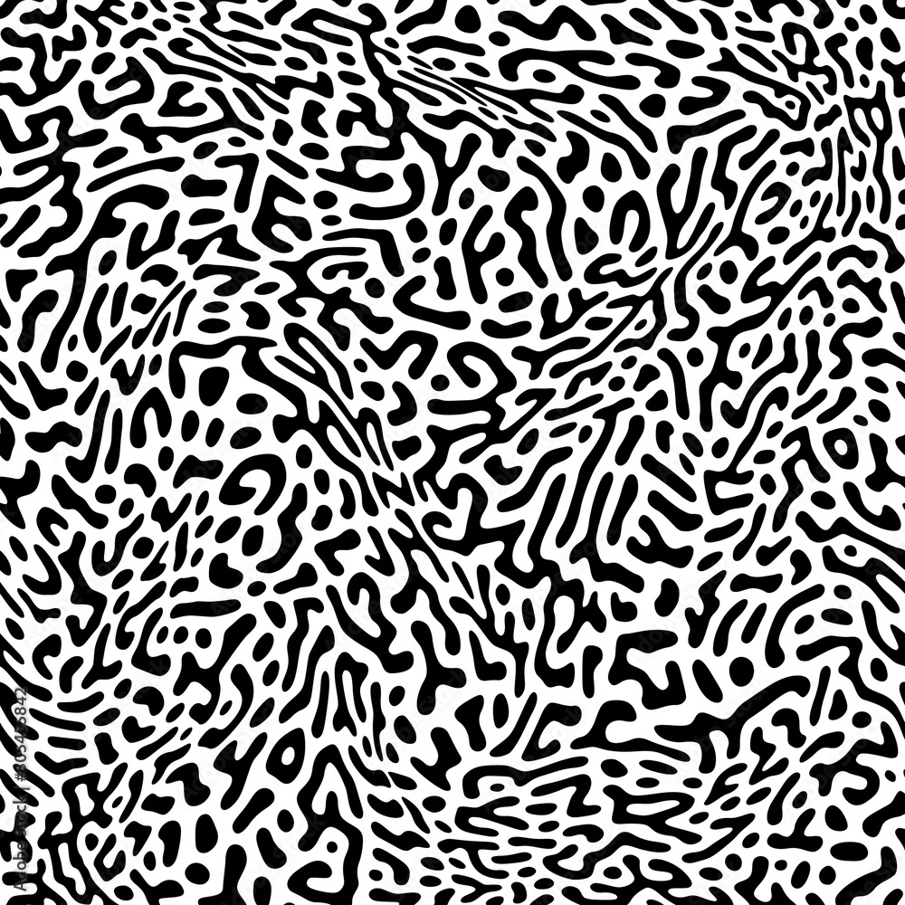 Poster line seamless pattern. repeating brain pattern. black turing shape isolated on white background. rep