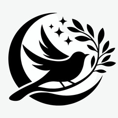 Obraz premium black bird silhouette vector illustration white background