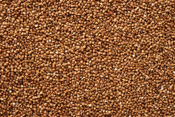 Buckwheat groats texture background. Organic food raw dry. Buckwheat grains.