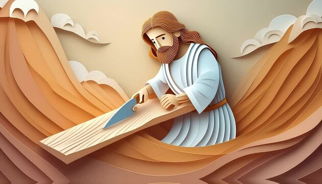 Jesus as a Carpenter pade of paper animation