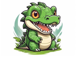 Fototapeta premium green crocodile cartoon suitable for drawing book