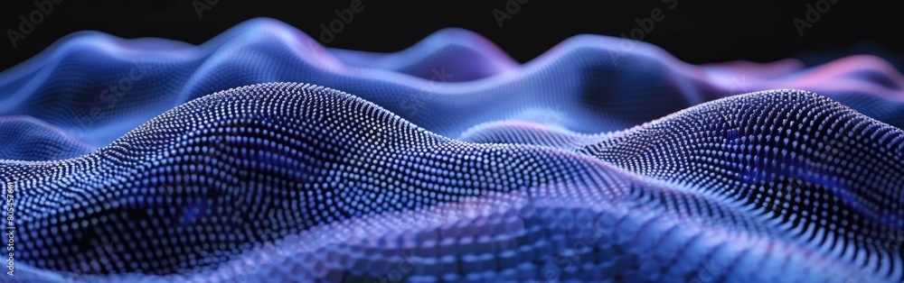 Poster detailed view of a blue wave pattern with intricate swirls and curls