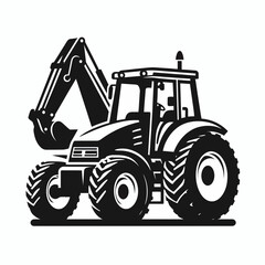 construction tractor silhouette vector illustration white background