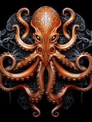 Steampunk Octopus with Gears in Motion