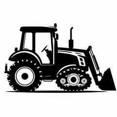 Fototapeta premium construction tractor silhouette vector illustration white background