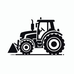 Obraz premium construction tractor silhouette vector illustration white background