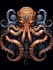 Steampunk Octopus with Cogs for Tentacles