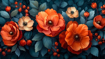 Botanical illustrations and floral motifs in traditional and digital mediums