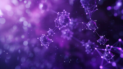 Deep space purple with tiny abstract futuristic molecules sophisticated small polygonal shapes subtly woven into the cosmic scene.