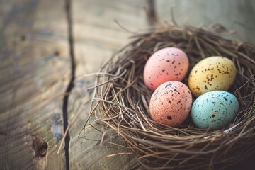 Obraz premium close-up of flour and eggs on wooden countertop. Beautiful simple AI generated image in 4K, unique.