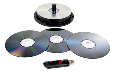 Stack of CDs And a Single USB Flash Drive