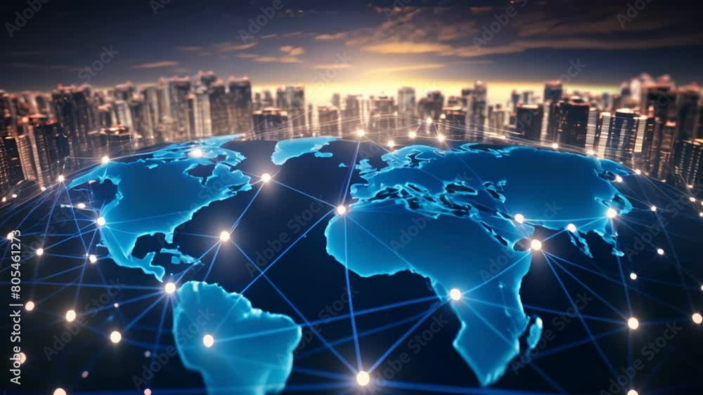 Poster logistics delivery, world map with logistic network distribution on background. background for conce