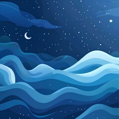 Abstract wallpaper design in dark blue colors , night sky . AI generation