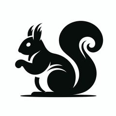 Fototapeta premium Squirrel silhouette vector illustration white background