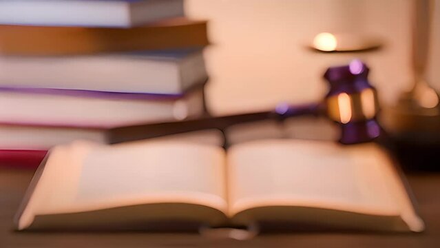Wooden Judges Gavel Resting on Top of a Book Generative AI