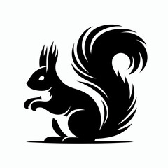 Obraz premium Squirrel silhouette vector illustration white background