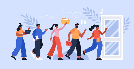 Human resources and recruitment business concept. Modern vector illustration of people searching for job