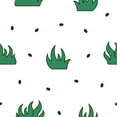 Lawn grass. Seamless pattern. Flora, garden plant. Hand drawn style. Vector drawing. Design ornaments.