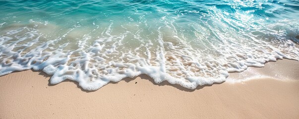 banner Sea coast with white sand gentle turquoise waves